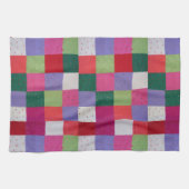 Retro handgestrickte bunte Patchwork-Quadrate  Geschirrtuch (Horizontal)