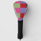 Retro handgestrickte bunte Patchwork-Quadrate Golf Headcover (Vorderseite)