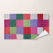 Retro handgestrickte bunte Patchwork-Quadrate Spaß Badhandtuch Set (Handtuch)
