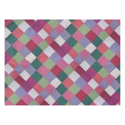 Retro handgestrickte bunte Patchwork-Quadrate Tischdecke (Vorderseite (Horizontal))