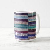 Retro handgestrickte farbenfrohe Streifen Spaß Kaffeetasse (VorderseiteRechts)