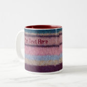 Retro handgestrickte farbenfrohe Streifen Spaß Zweifarbige Tasse (Vorderseite Links)