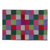 Retro handgestricktes buntes Patchwork Kissenbezug (Rückseite)