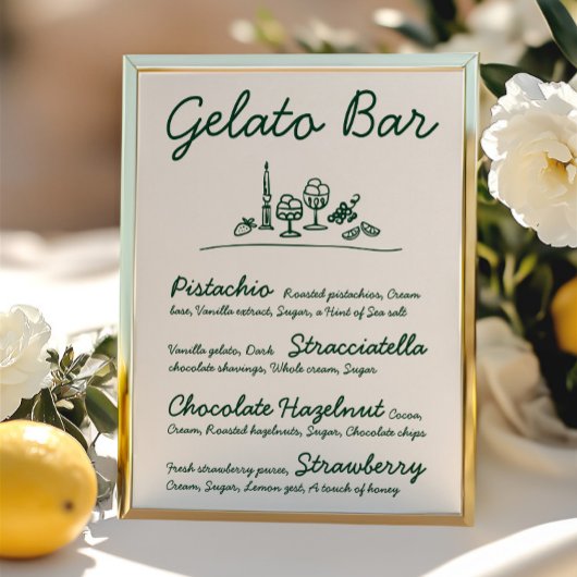 Retro handGezeichnet Gelato Bar Wedding Tabletop Z Einladung