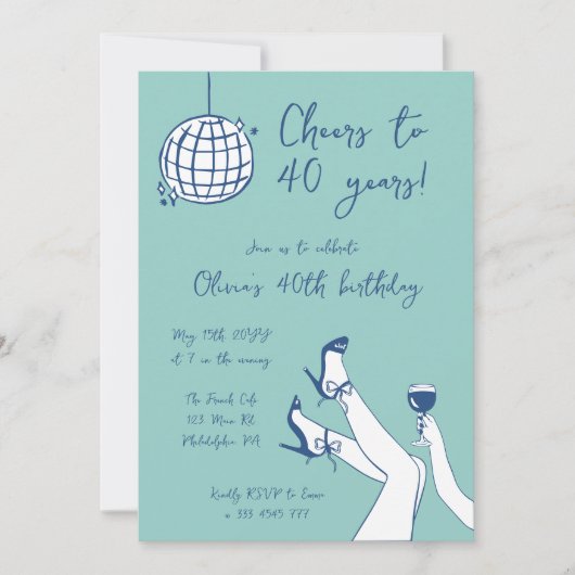 Retro handgezeichnete BIrthday Party-Einladung Einladung (Vorderseite)