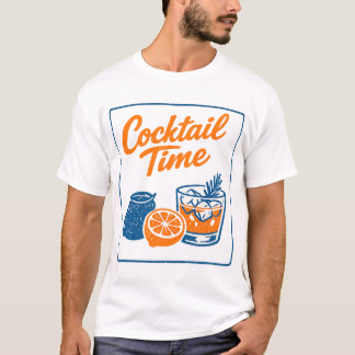 Retro handgezeichnete Cocktail-Zeit Zitronen Bar K T-Shirt