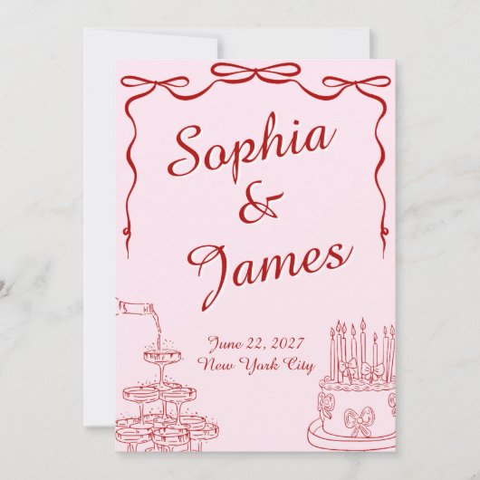 Retro Handgezeichnete Flache Save-The-Date-Karte Save The Date (Vorderseite)