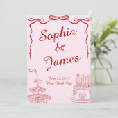 Retro Handgezeichnete Flache Save-The-Date-Karte Save The Date (Stehend Vorderseite)