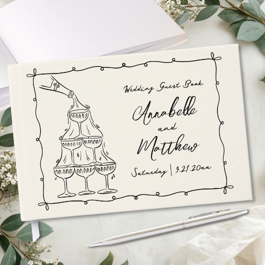 Retro Handgezeichnete Hochzeit Gästebuch