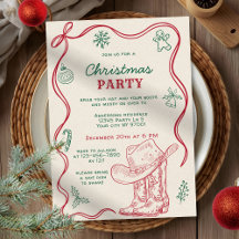 Retro handgezeichnete Western-Cowboy-Weihnachtsfei