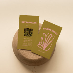 Retro handgezeichneter farbenfroher QR-Code groovy Visitenkarte