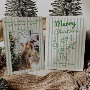 Retro handgezeichneter festlicher Weihnachtsmann C Feiertagskarte