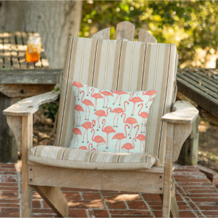 Retro handgezeichneter Flamingo Tropisches Koral Kissen