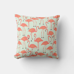 Retro handgezeichneter Flamingo Tropisches Koral Kissen