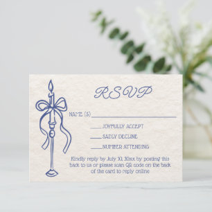 Retro handgezeichneter navyblauer Hochzeitswebsite RSVP Karte