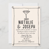 Retro handgezeichneter Rahmen Cocktail in einer Ho Einladung (Vorderseite)