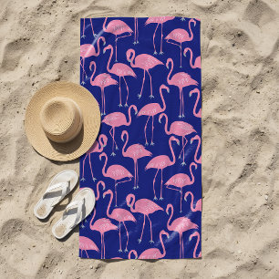 Retro Handgezeichnetes Flamingo-Muster Coole Küs Strandtuch
