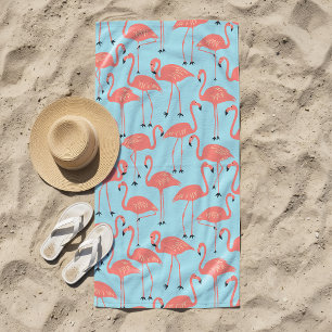 Retro Handgezeichnetes Flamingo-Muster Retro Mia Strandtuch