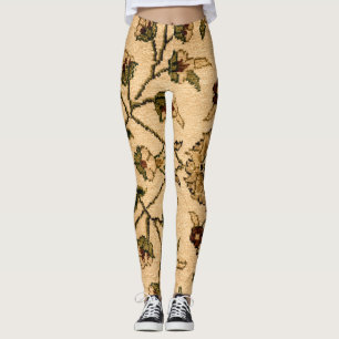 Retro Handmade Türkisches Traditionelles Blumenmus Leggings