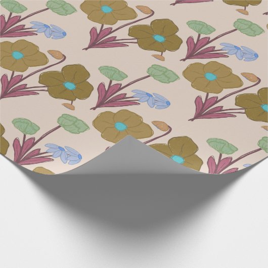 Retro Handrawn Rustikale Blume Geschenkpapier (Ecke)