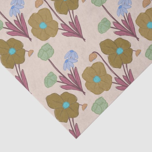 Retro Handrawn Rustikale Blume Seidenpapier (Detail)