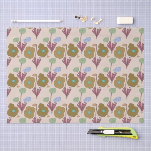 Retro Handrawn Rustikale Blume Seidenpapier (Handwerk)
