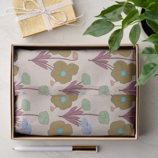 Retro Handrawn Rustikale Blume Seidenpapier (Geschenk)