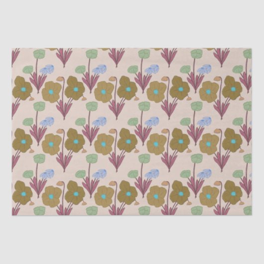 Retro Handrawn Rustikale Blume Seidenpapier (Vorderseite)