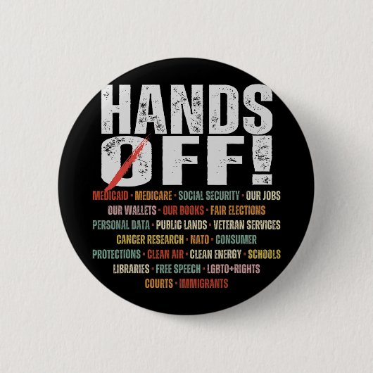 Retro Hands Off Protest Public Lands Medicare Part Button (Vorderseite)