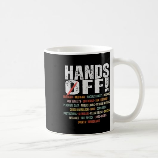 Retro Hands Off Protest Public Lands Medicare Part Kaffeetasse (Rechts)