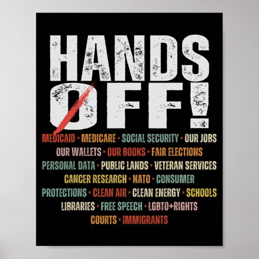 Retro Hands Off Protest Public Lands Medicare Part Poster (Vorne)