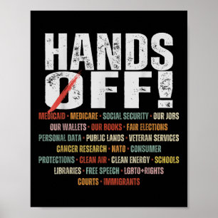 Retro Hands Off Protest Public Lands Medicare Part Poster