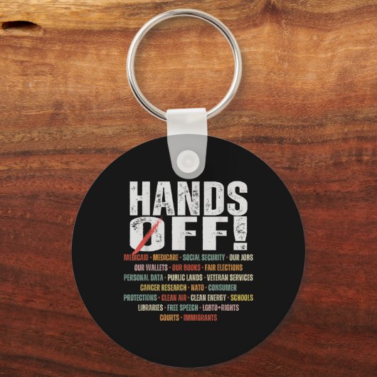 Retro Hands Off Protest Public Lands Medicare Part Schlüsselanhänger (Vorderseite)