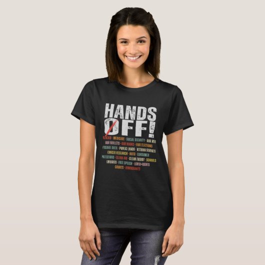 Retro Hands Off Protest Public Lands Medicare Part T-Shirt (Vorne ganz)