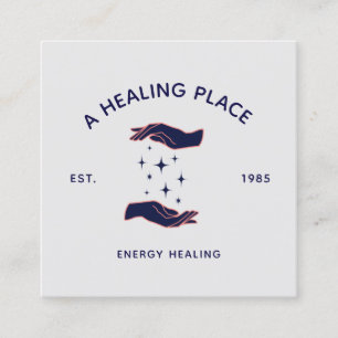 Retro Hands Reiki Practitioner Energy Healing Quadratische Visitenkarte