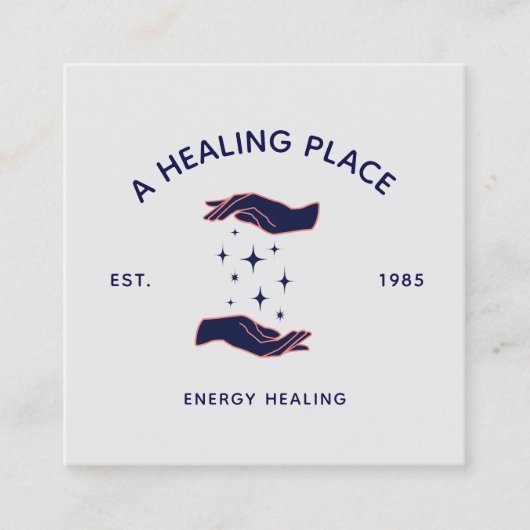 Retro Hands Reiki Practitioner Energy Healing Quadratische Visitenkarte (Vorderseite)