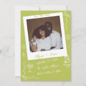 Retro-Handschriftliche, handgezeichnete Chartreuse Save The Date (Vorderseite)