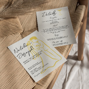 Retro-Handschriftliche Sommer-Hochzeit Alles in Ei Einladung