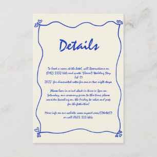 Retro-Handschriftliche-verspielte-blaue-Hochzeitsd Begleitkarte