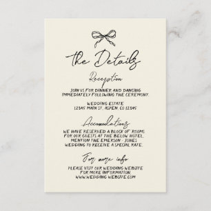 Retro-Handschriftliche Whimsical-Hochzeitsdetails Begleitkarte
