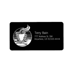 Retro Handumhüllungs-Kaffee-Illustrations-Logo-Art Adressaufkleber