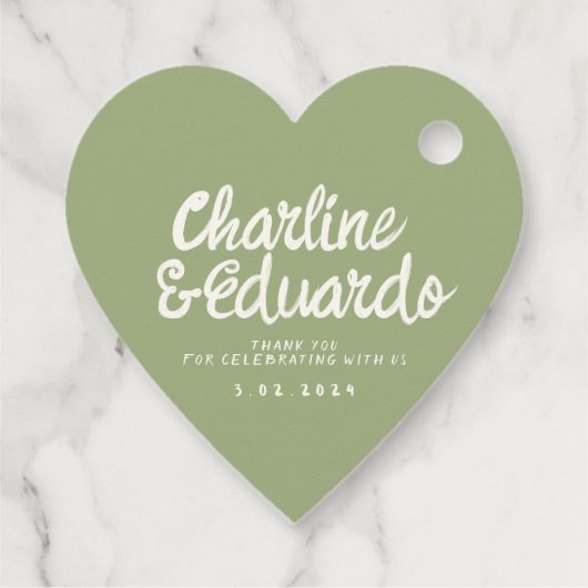 Retro Handwriting Green Geschenkanhänger (Rückseite)