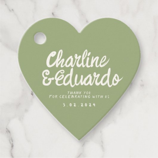 Retro Handwriting Green Geschenkanhänger (Vorderseite)