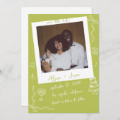 Retro Handwritten Hand Drawn Chartreuse Wedding Save The Date (Vorne/Hinten)