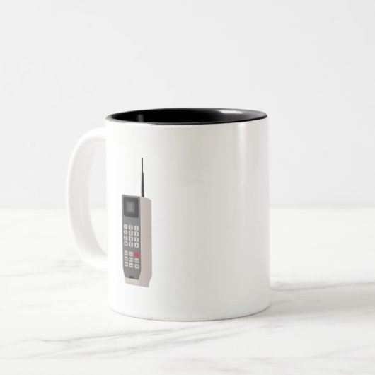 Retro-Handy Zweifarbige Tasse (Vorderseite Links)