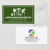 Retro Handyman Tools Motif, Odd Jobs Worker Visitenkarte (Vorne/Hinten)