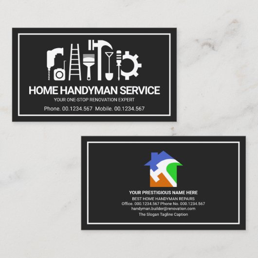 Retro Handyman Tools Motif, seltsame Jobs Visitenkarte (Vorne/Hinten)