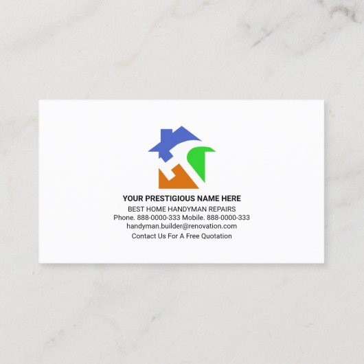 Retro Handyman Tools Motif, seltsame Jobs Visitenkarte (Rückseite)