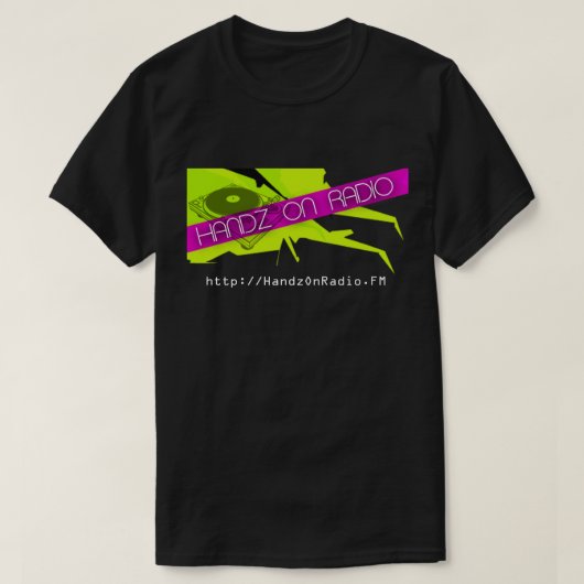 Retro Handz auf schwarzem RadioT-Shirt T-Shirt (Design vorne)