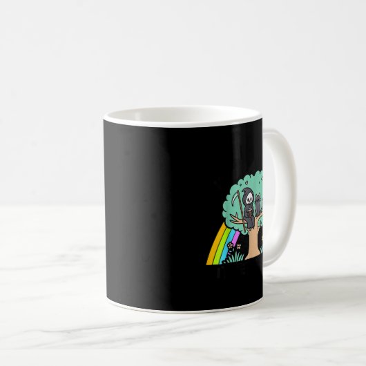 Retro Hang In There It Gets Worse Rainbow Ghost Ha Kaffeetasse (VorderseiteRechts)